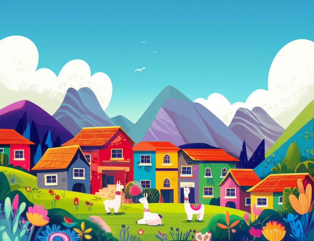 Andes village scene from Pachamama